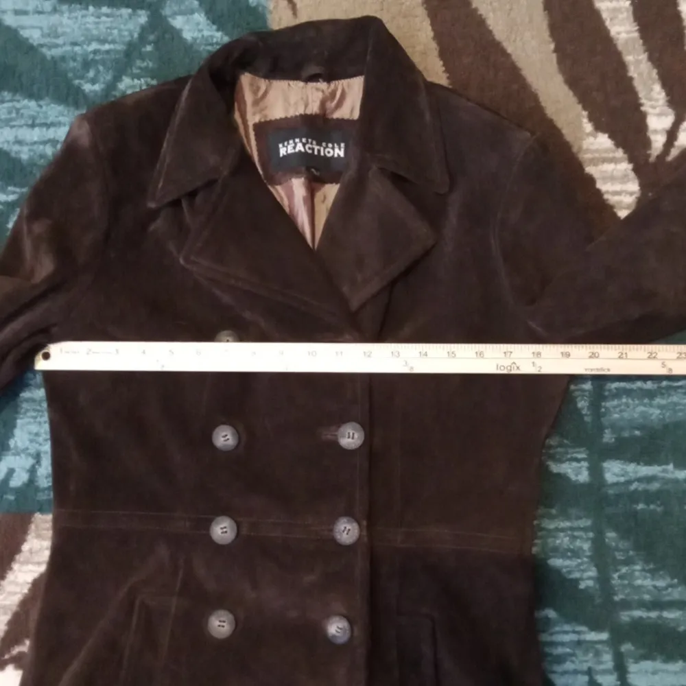 Kenneth Cole Reaction Chocolate Brown Leather Acadamia Y2k Jacket Small - Image 8