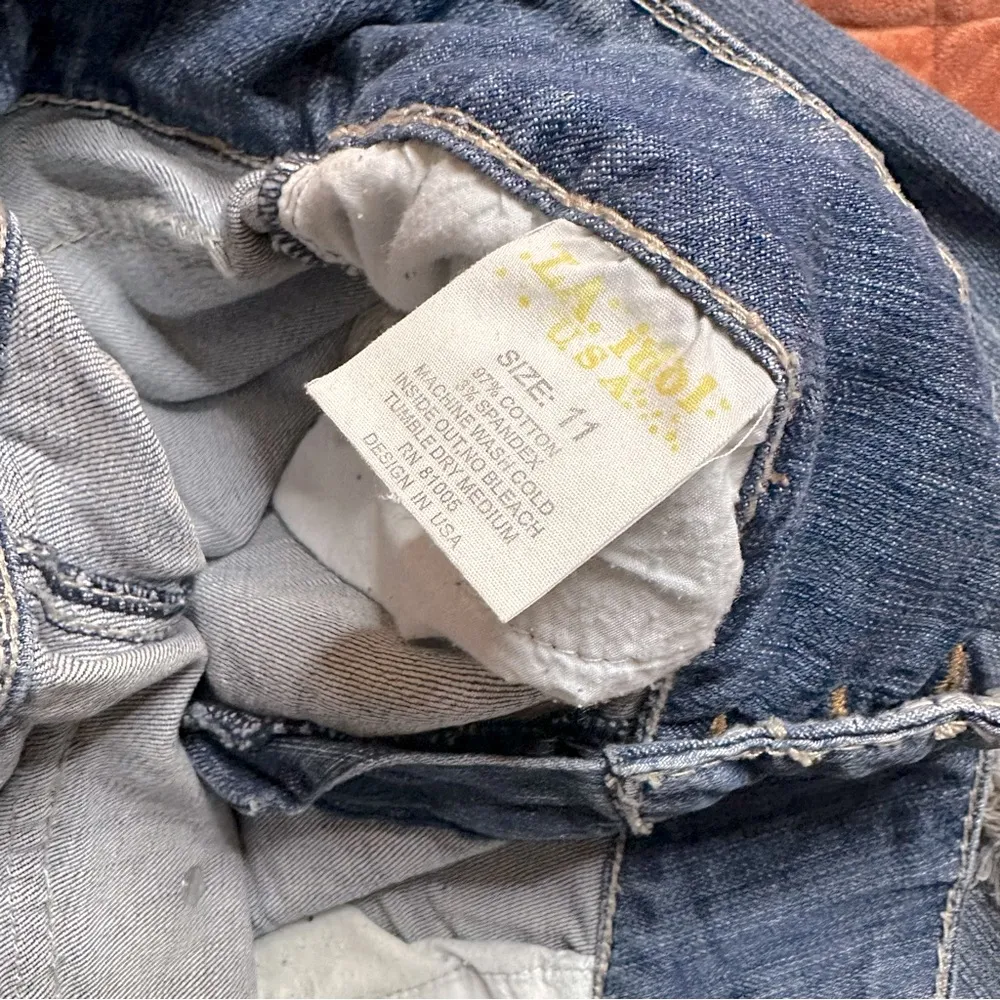 L.A. Idol Low Rise Distressed Flare Jeans Blue Size undefined - Image 2