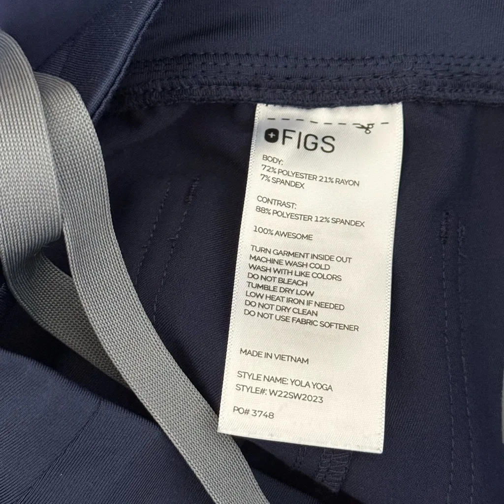 Figs Women’s High Waisted Yola Yoga Navy Blue Scrub Pants - Image 3