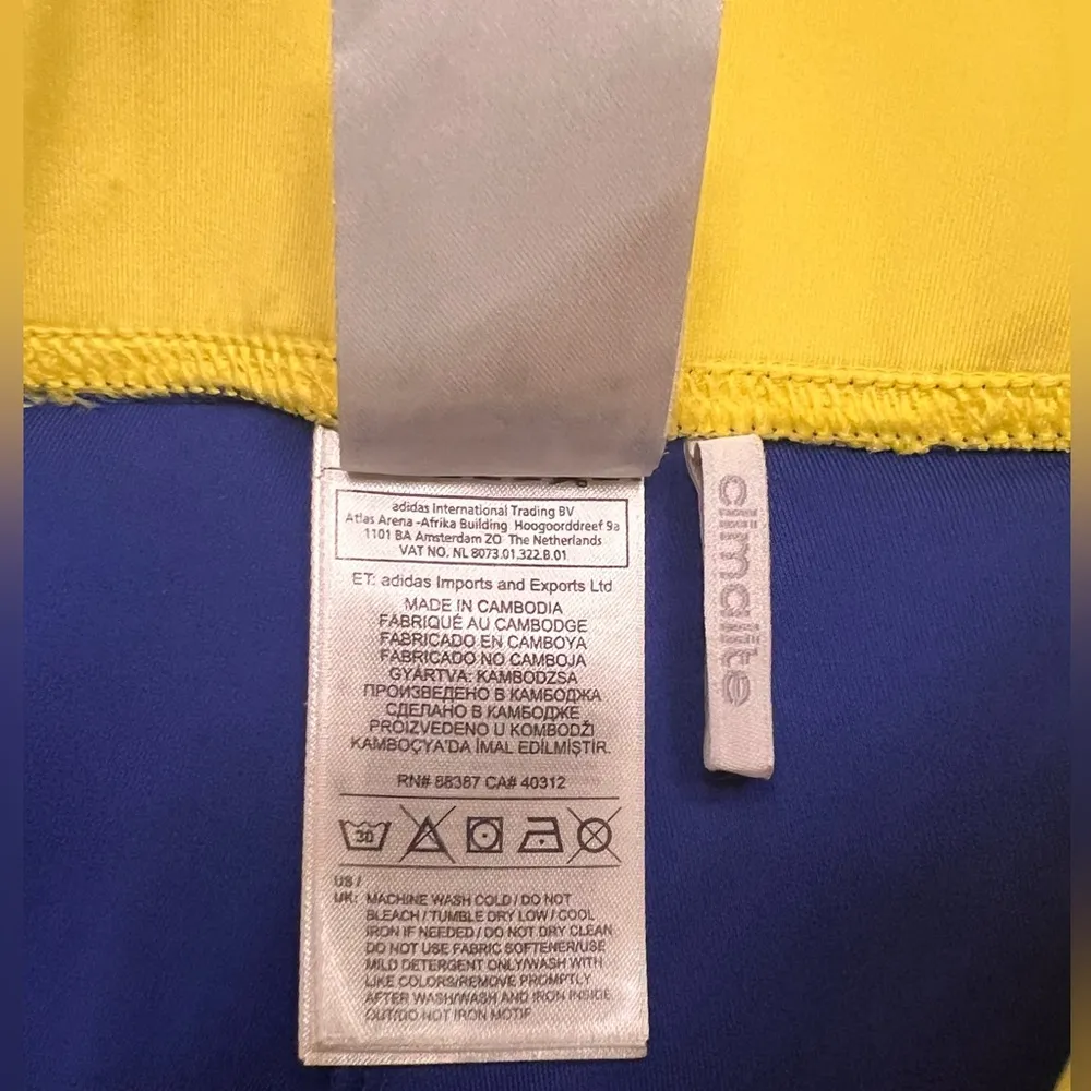 Adidas X Stella McCartney Sport Climalite Crop Leggings Blue & Neon Yellow Small - Image 8