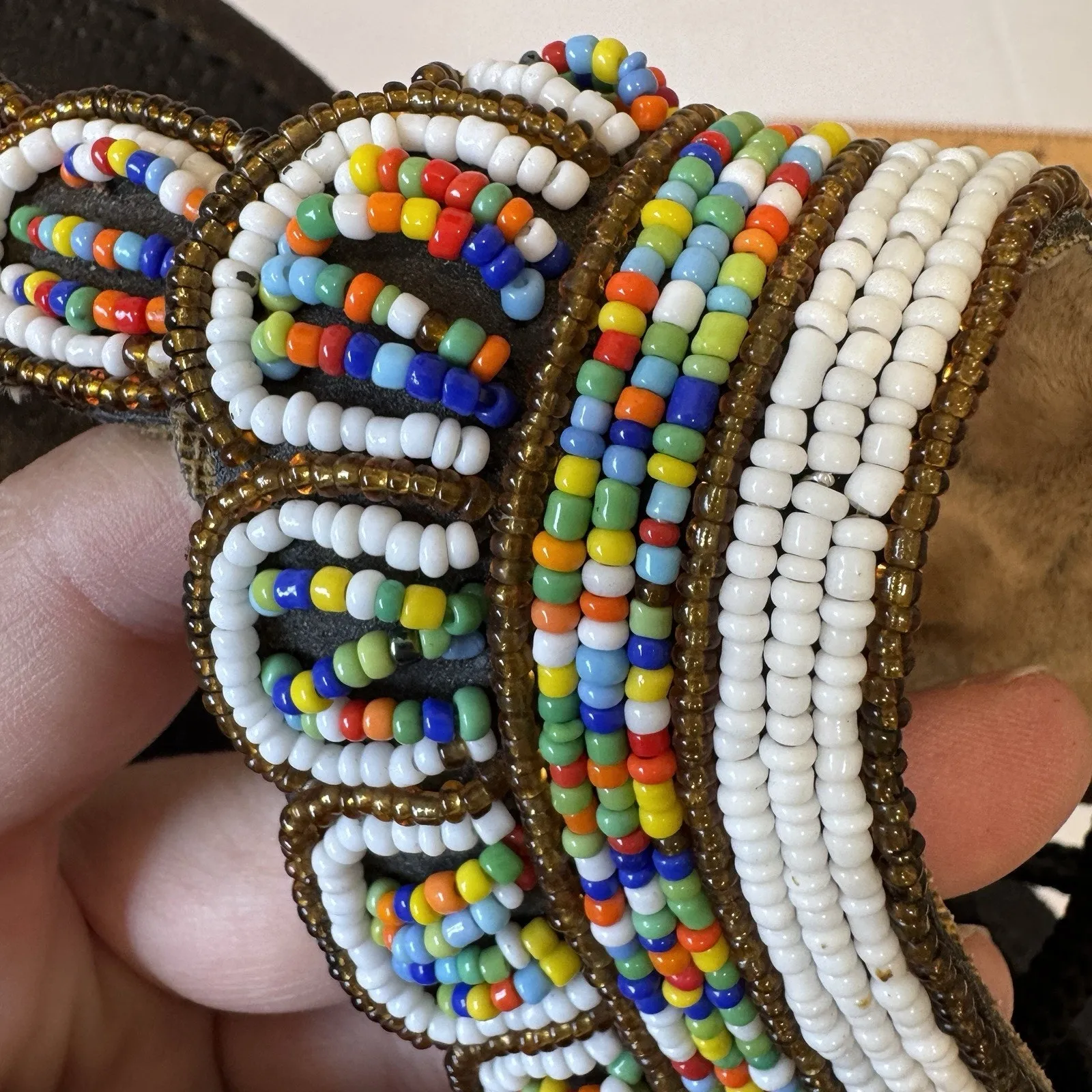 AUTHENTIC Multicolor Beaded Sandals Handmade Masai Kenya Intricate Size 8 - Image 4