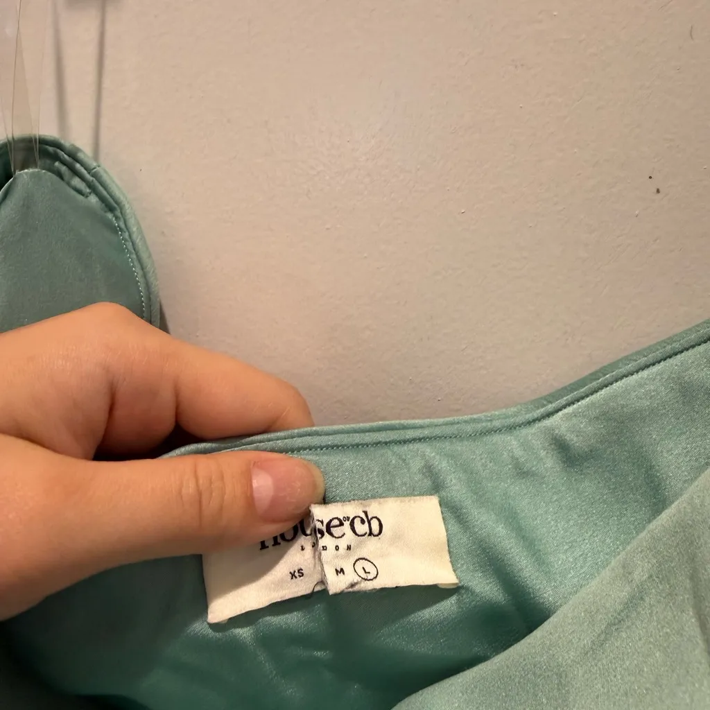 House of CB Alette Jade Satin Strapless Maxi Dress - Image 3