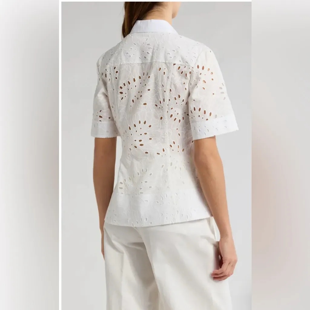 Derek Lam 10 Crosby Cilou cotton eyelet utility shirt white S - Image 2