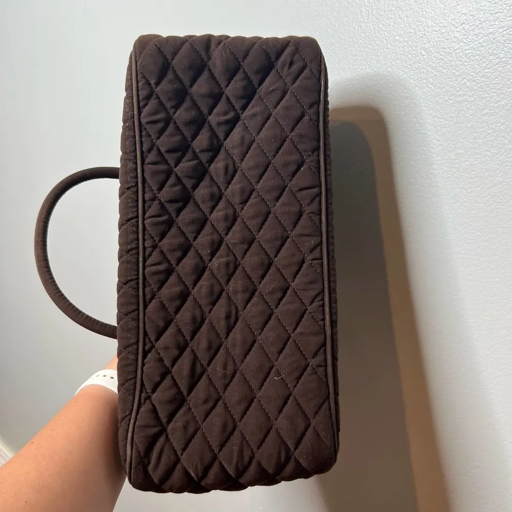Vera Bradley  simple basic solid quilted brown two handle purse handbag minimal - Image 10
