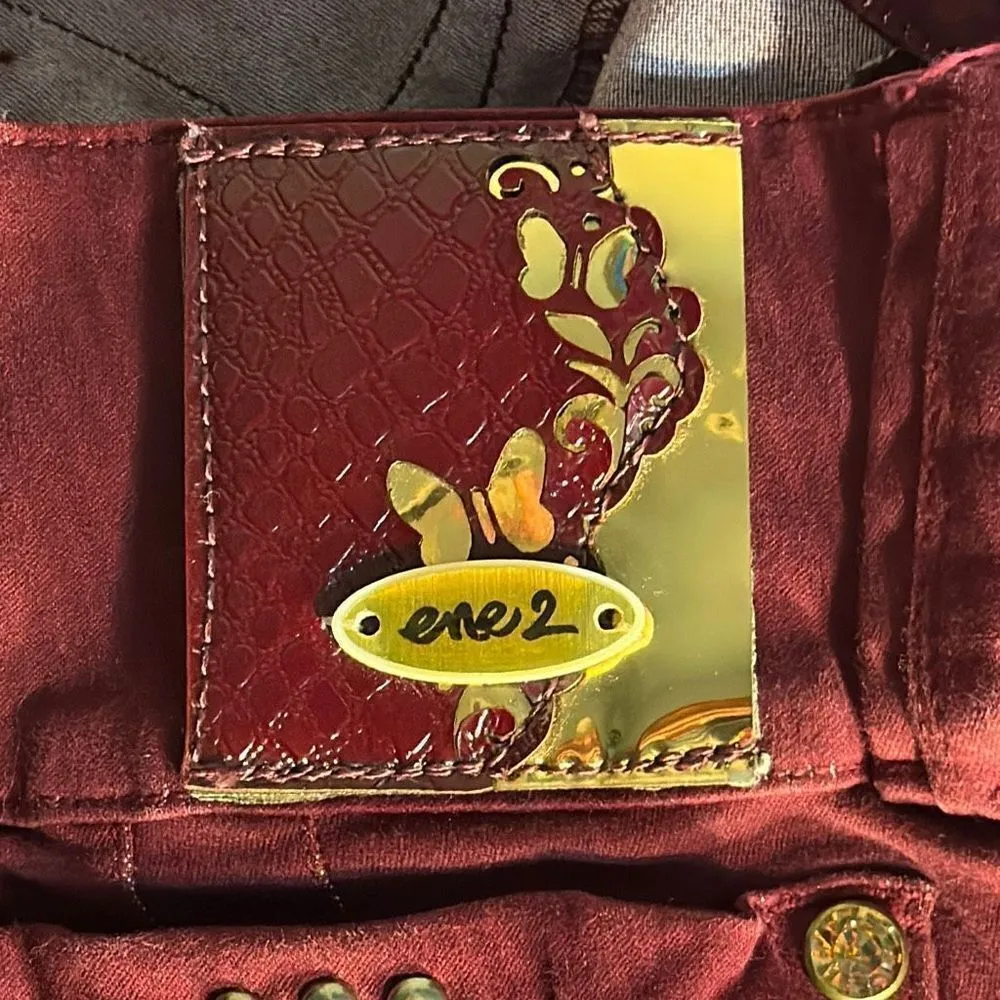 I Love N2 Elastic Tapered Jeans Red with Heart Back Pockets Waist: 29 inches - Image 12