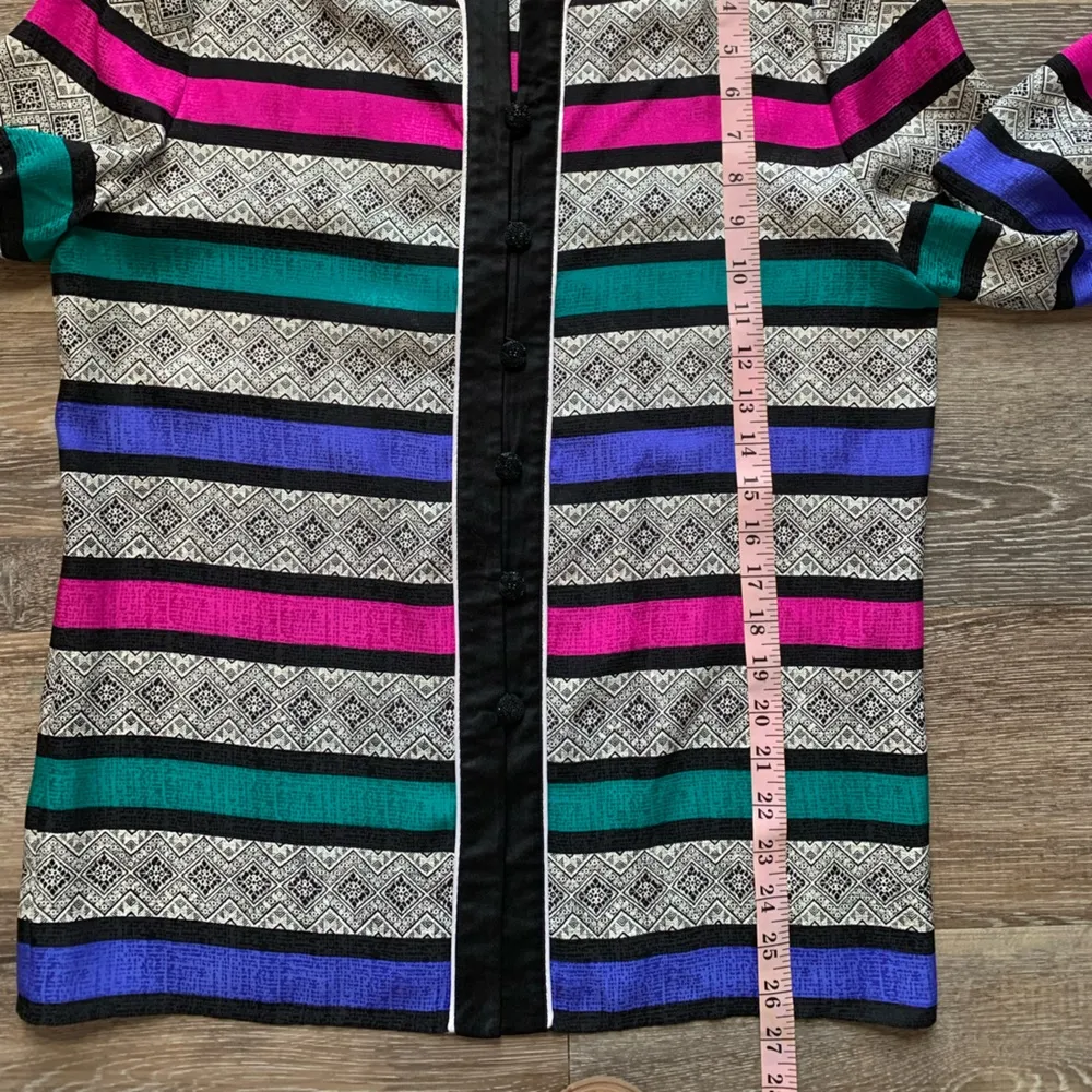 Vintage Adrianna Papell Silk Striped Button Up Blazer 6 - Image 5