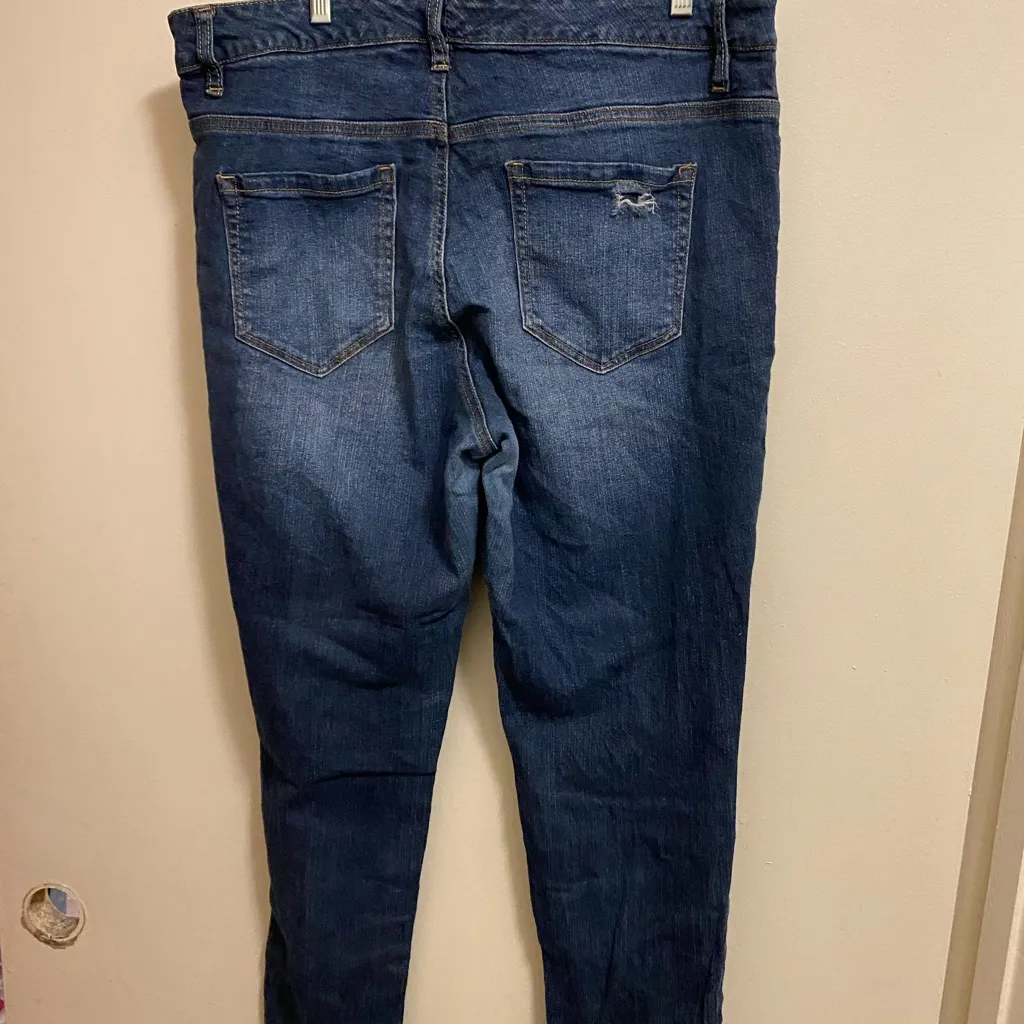 Faded Glory Womens Dark Blue Denim Jeans 16W Distressed 34x27 Waist 34” - Image 6