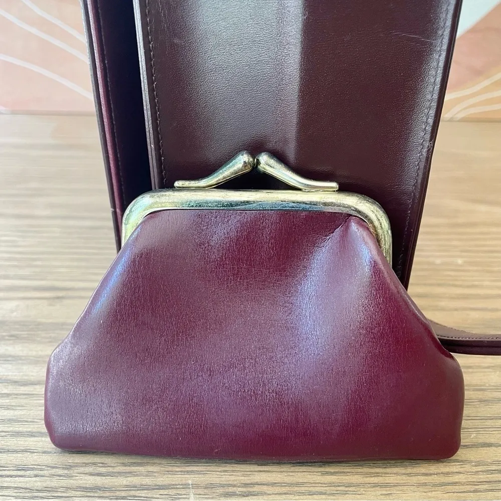 Dior Vintage 30 Montaigne Clutch Shoulder Bag Leather Bordeaux + Coin Purse - Image 7