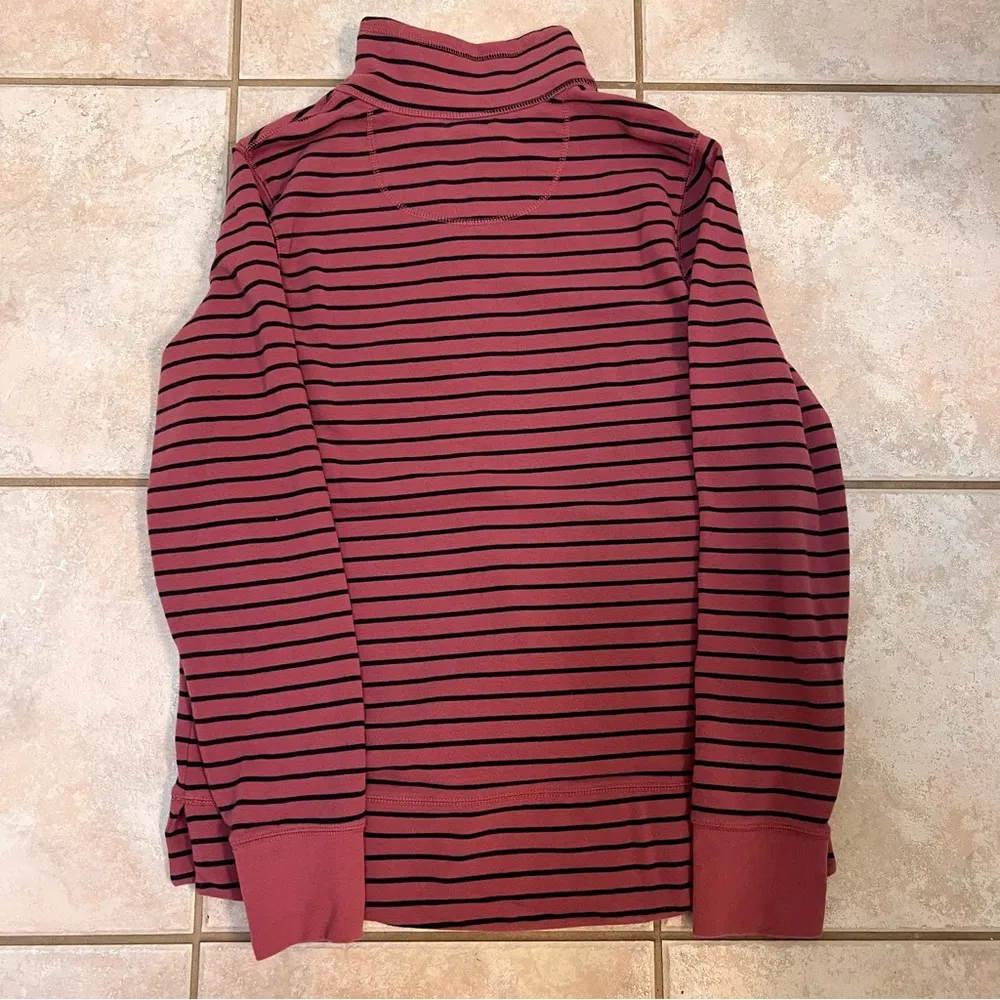 L.L.Bean  Pink Striped 1/4 Zip Pullover Sz S Regular - Image 5