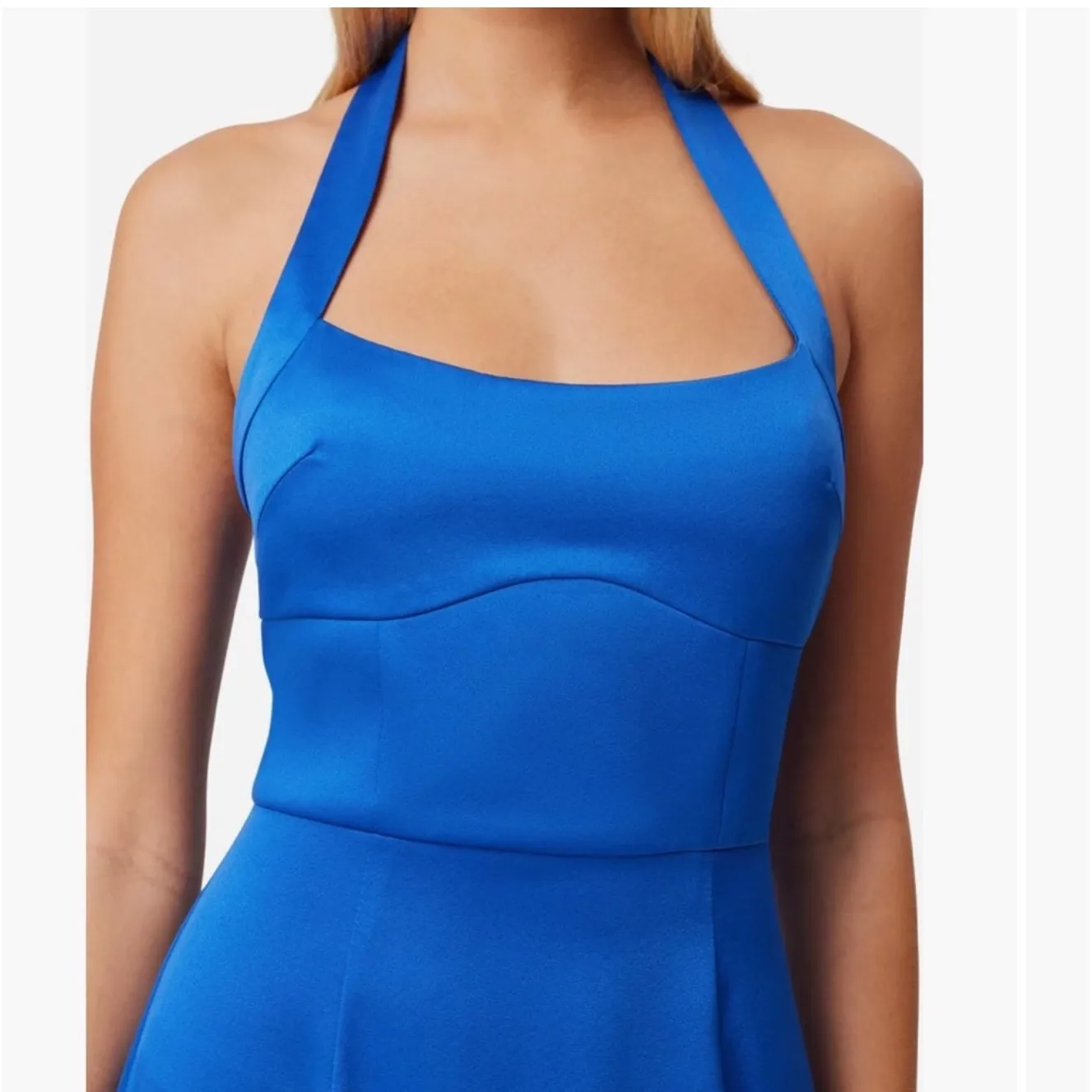 NWT Elliatt Elliatt Chiara Satin Halter Gown in Cobalt Blue Sz Small $275‎ - Image 4