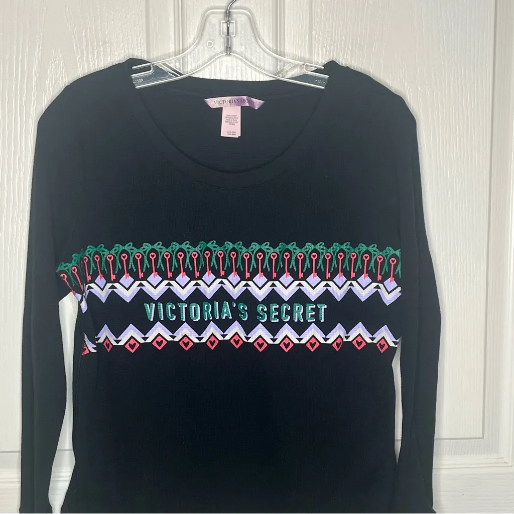 Victoria’s Secret Sz S Christmas Waffle Knit Pajama Top - Image 3