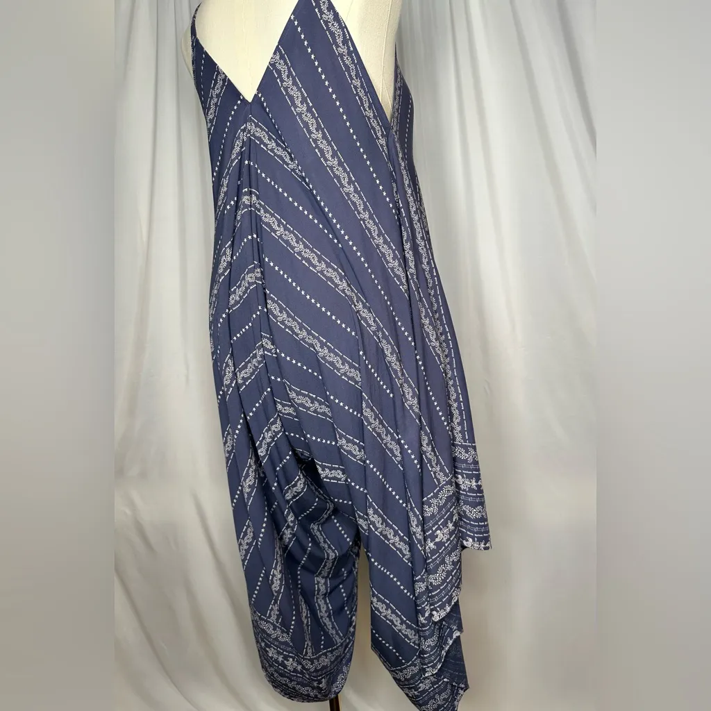 Japna Navy Bandana Print Harem Jumpsuit V-Neck Size L (1123) - Image 9
