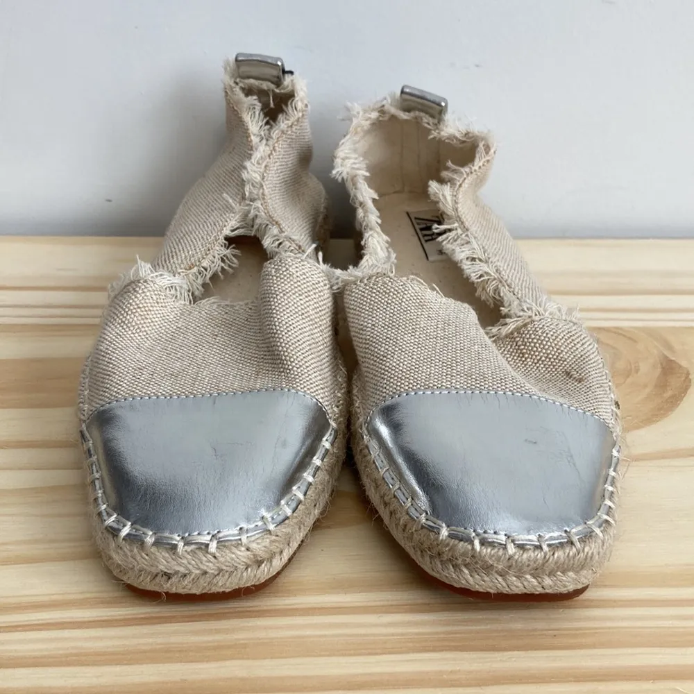 Zara |Woman Canvas Silver Toe Espadrilles sz 38 - Image 2