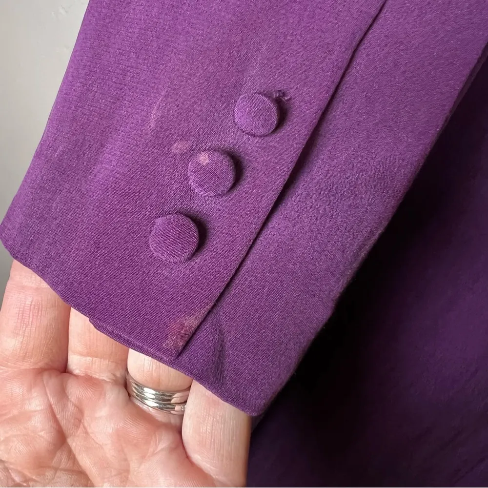 VTG Lord & Taylor 100% Silk Sheath Dress Long Coat Jacket Plum Career RARE Sz 6 Purple - Image 9