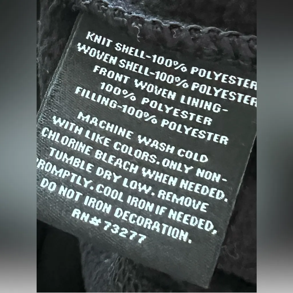 Fila Women’s Medium Quilted Zip Up Hoodie Jacket Black Blue Sport Lightweight - Image 9