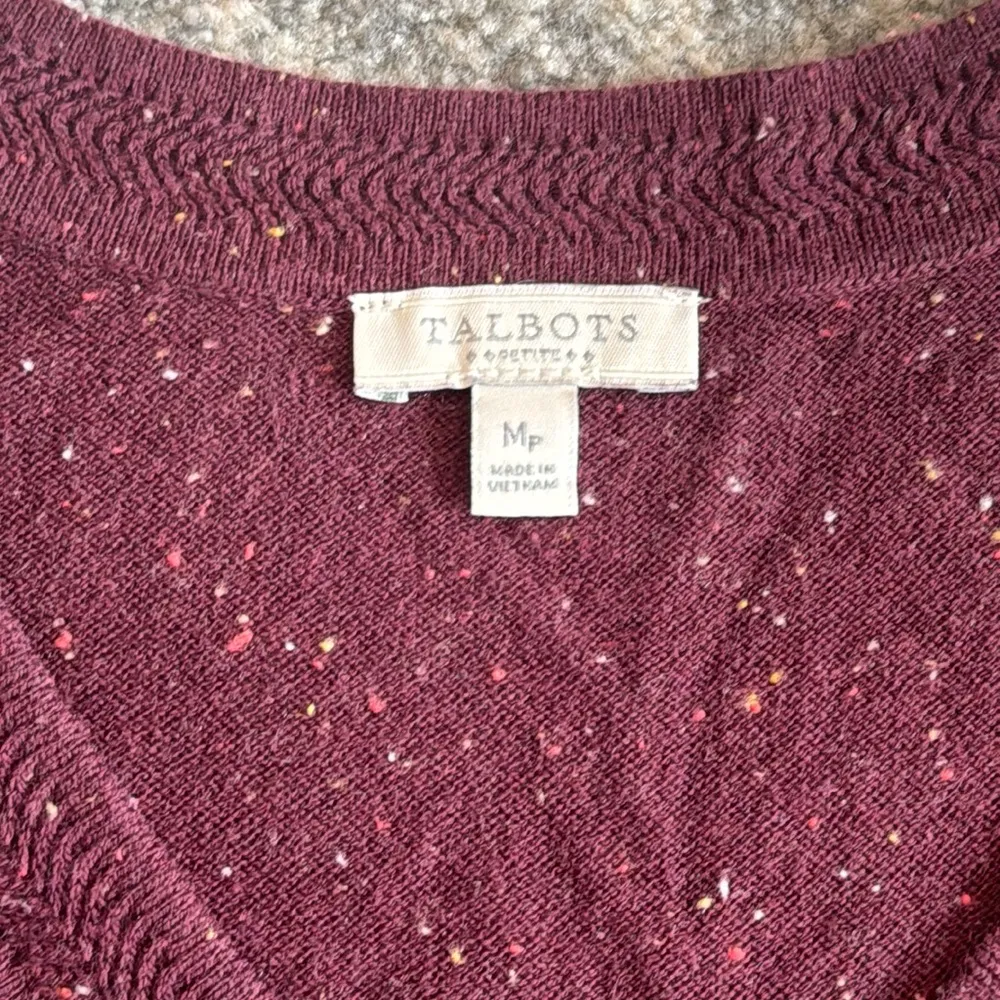 Talbots Maroon Button Cuff V-Neck Sweater - Image 2