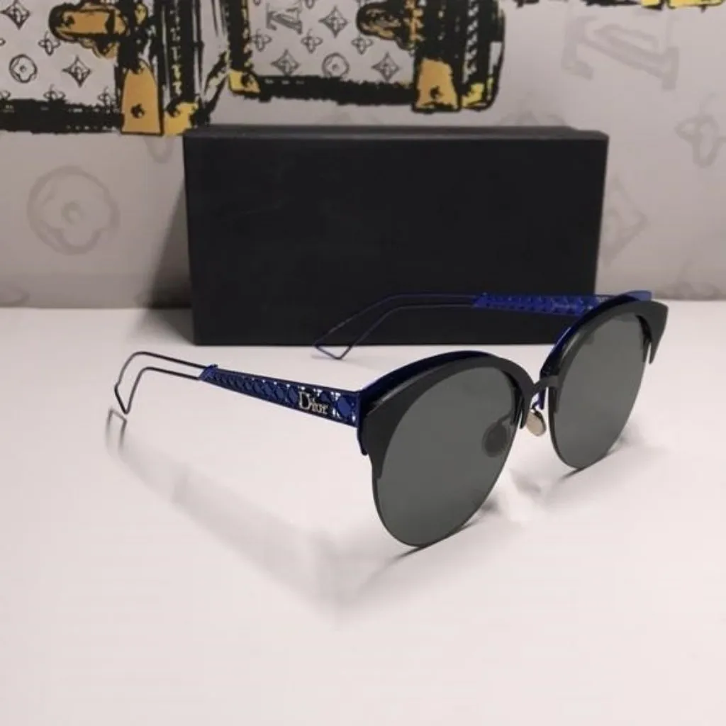 New Authentic CHRISTIAN DIOR Metal DioramaClub Sunglasses – Black & Blue - Image 8