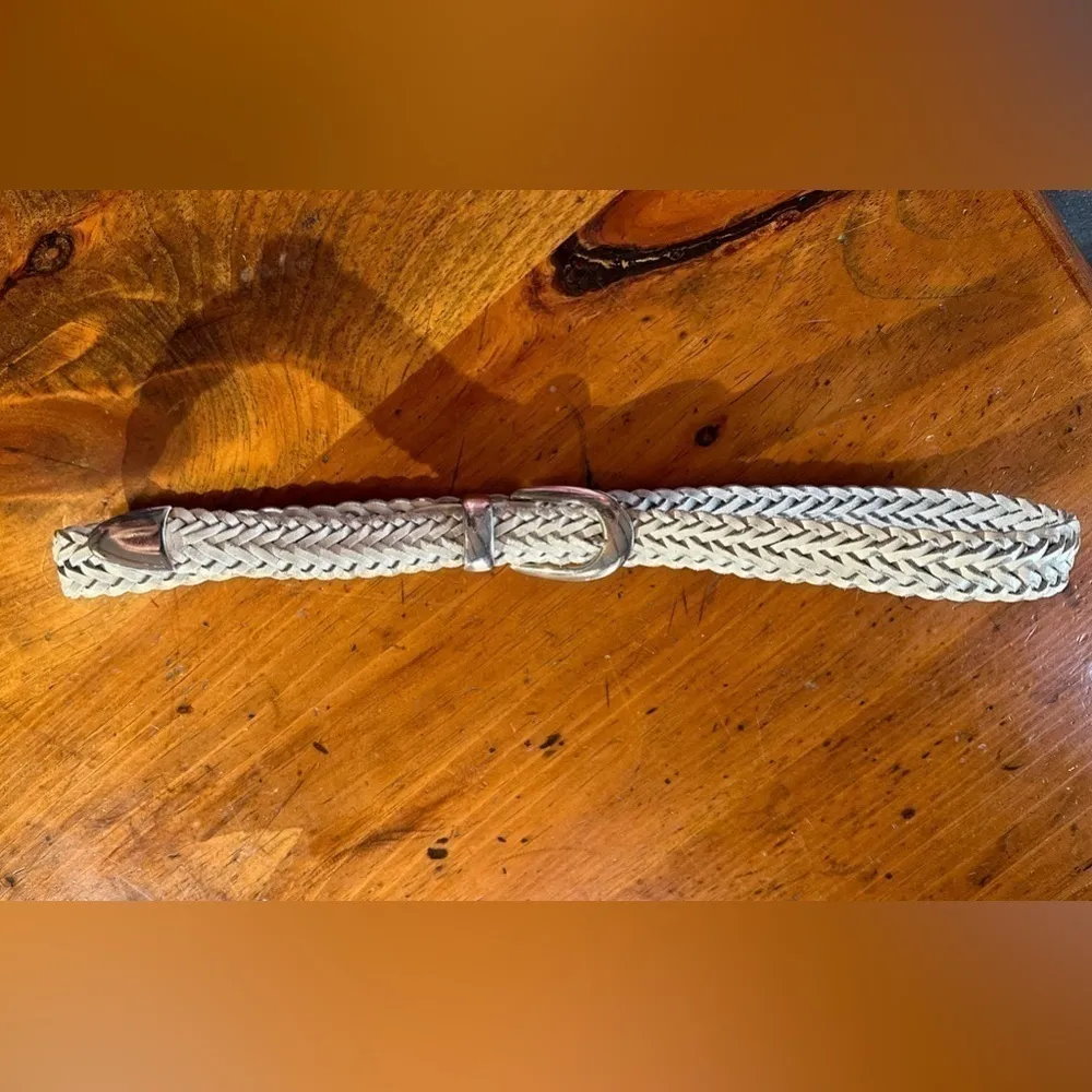 Vintage Genuine Leather braided belt White - Image 9