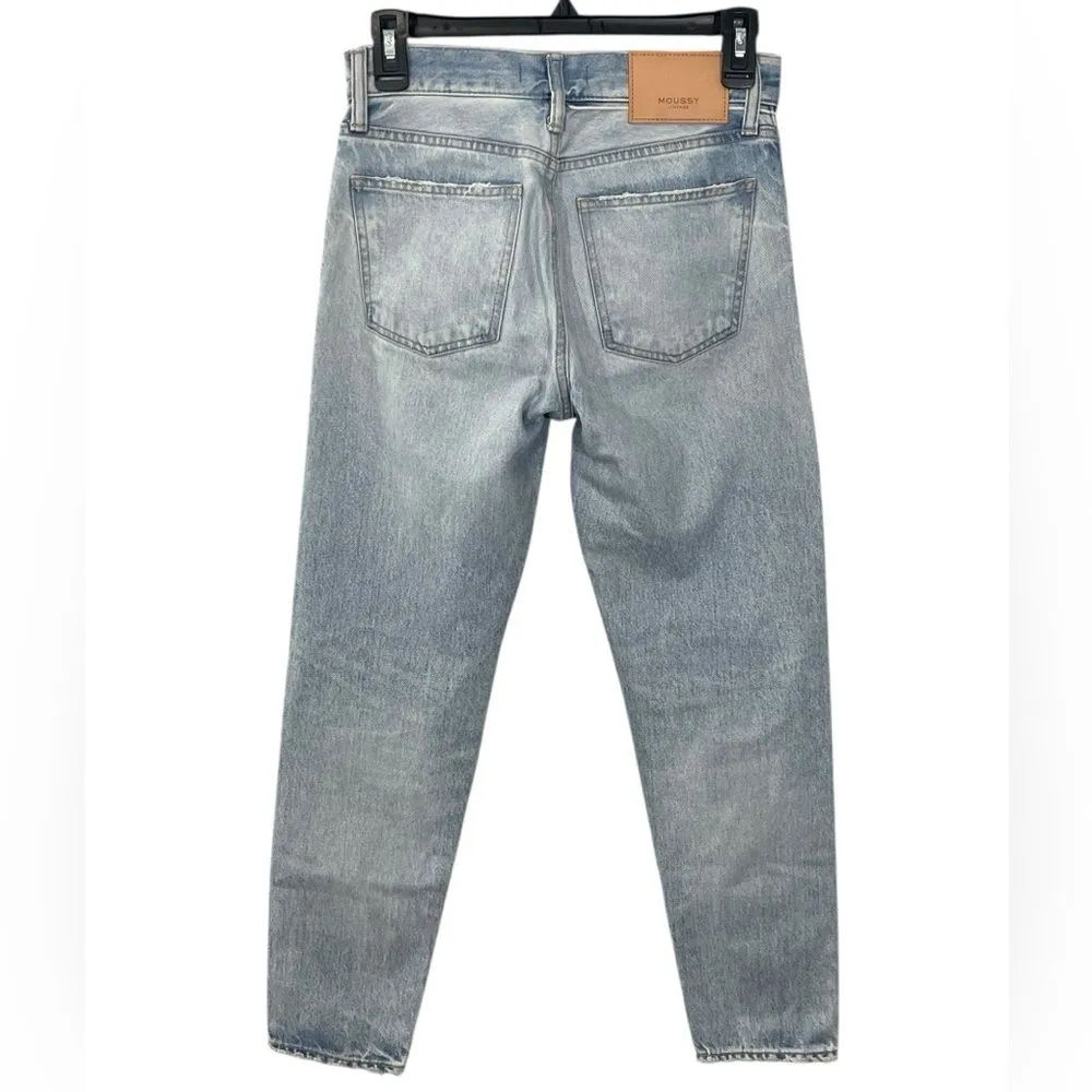MOUSSY Vintage MV 111‎ Light Blue Naval Tapered Mid Jeans 540FSC11 - Image 2