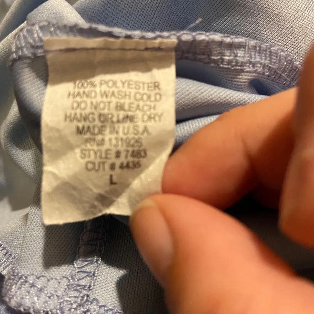 Buttons Large Swiss Dot Light Blue Tie Waist Size Large Dress. - Image 5