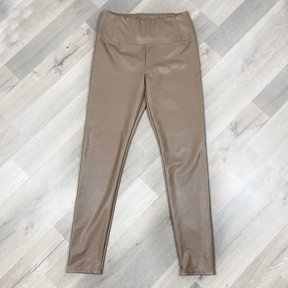 Bagatelle Collection Faux Leather Leggings Mocha Brown‎ Medium Pull On - Image 4