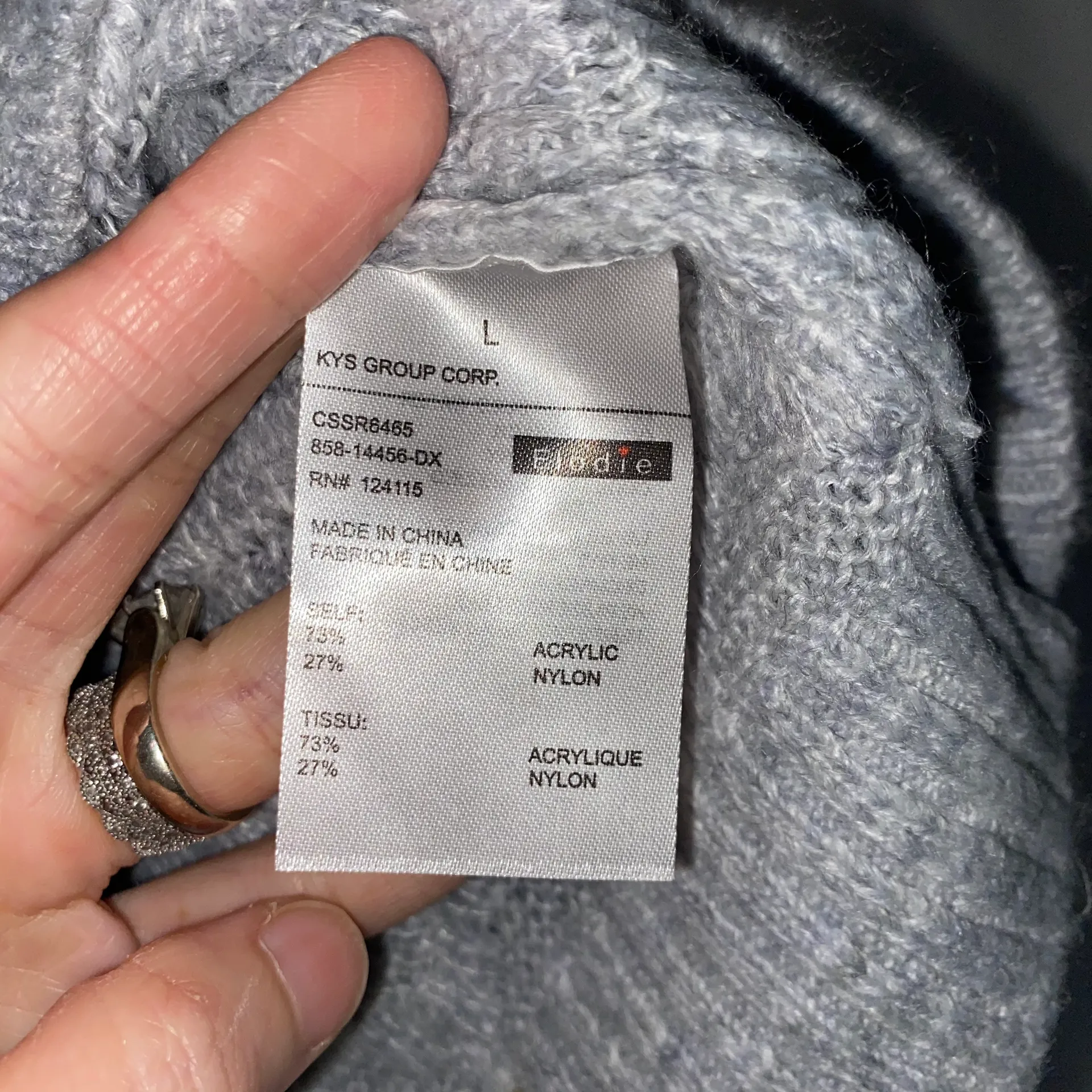 NWT  Gray Long Sleeve Sweater Large - Image 7