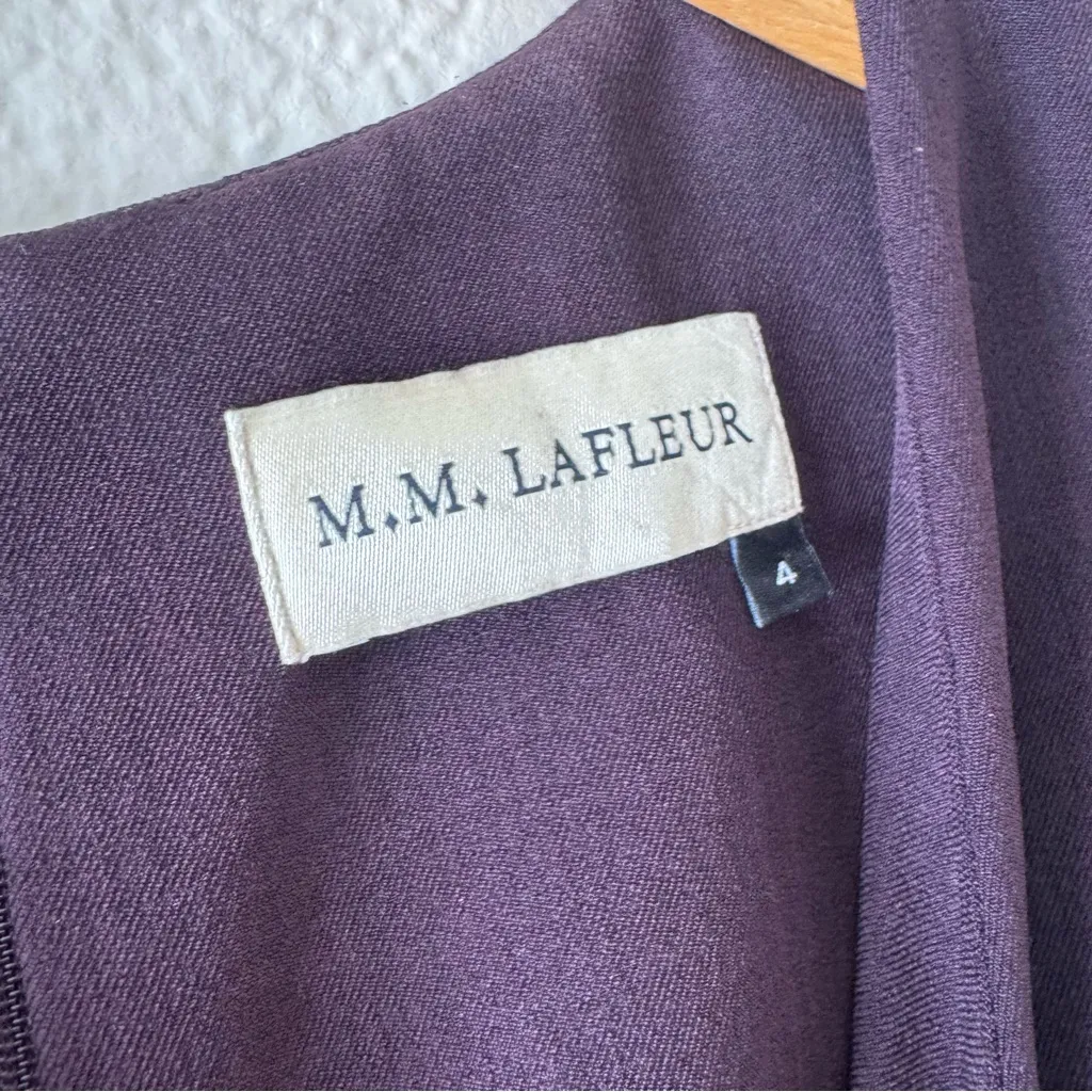 MM Lafleur The Annie Dress Aubergine Size 4, V-neck A-line - Image 4