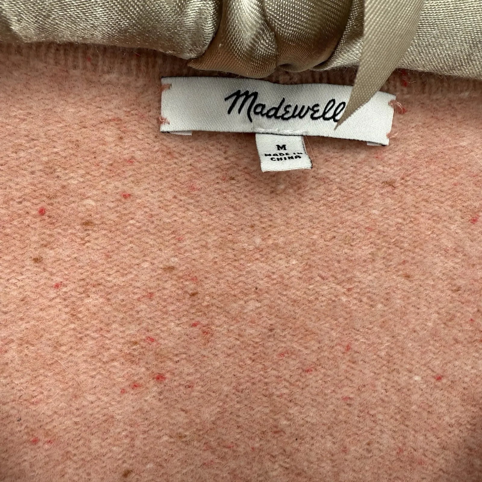 Madewell M‎ Boiled Merino Wool Donegal Maysfield Cardigan Sweater in Peach - Image 5