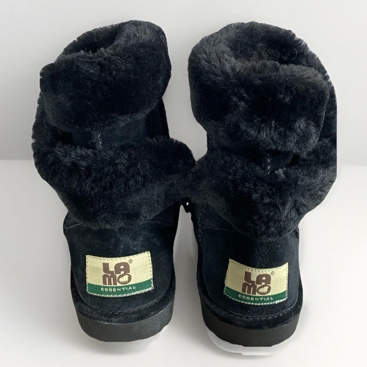 LAMO Suede & Faux Fur Shearling Black Ankle Boots Women's Size5 Brand NWOT Size 5 - Image 5