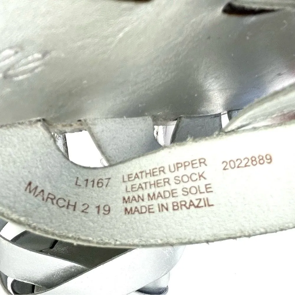 Madewell The Boardwalk Woven Slide Sandal Metallic Silver Leather Women’s Size 7 - Image 14