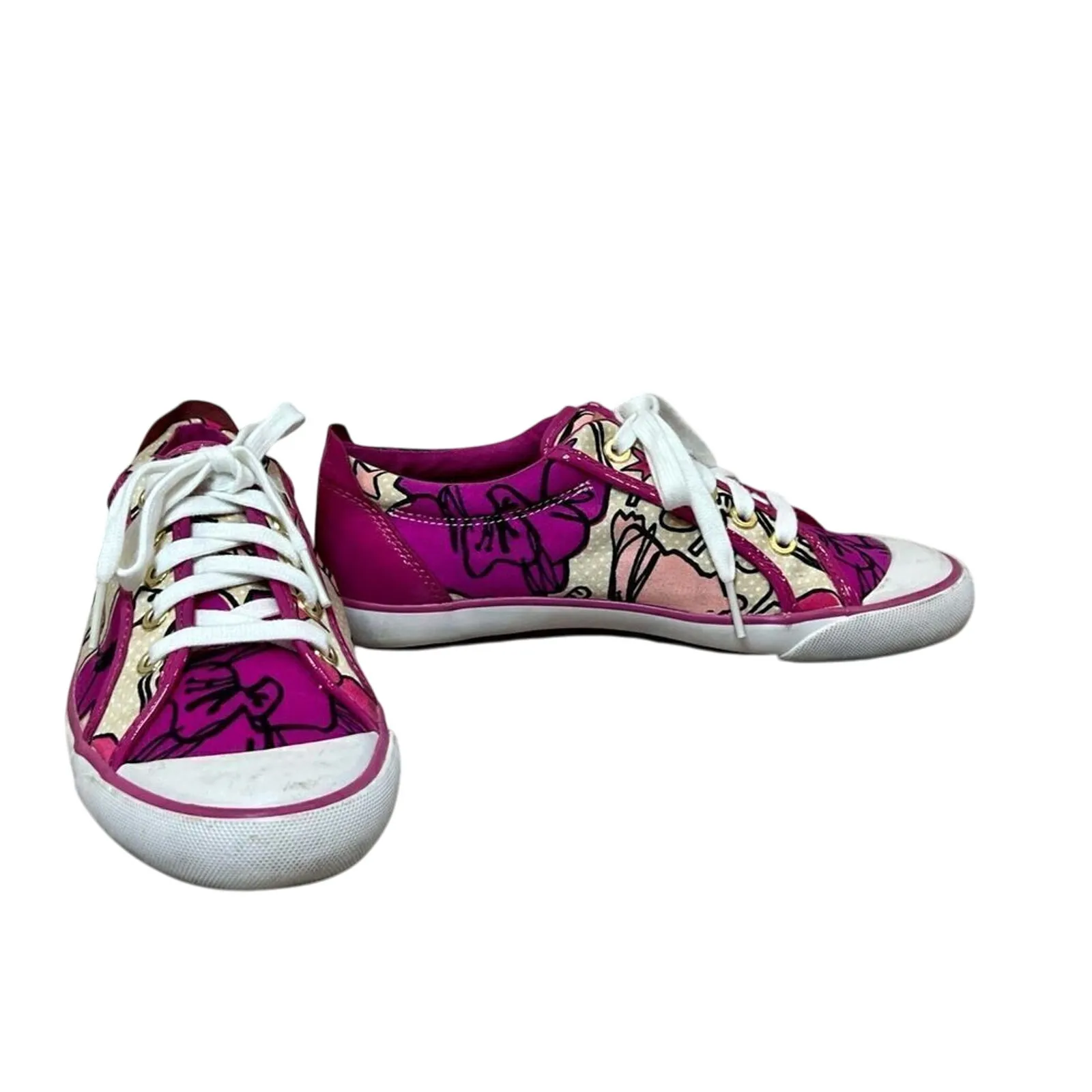 Coach Barrett Q675 Poppy Pink Petal Leather Sneakers‎ 7B Floral Y2K Quiet Luxury - Image 2