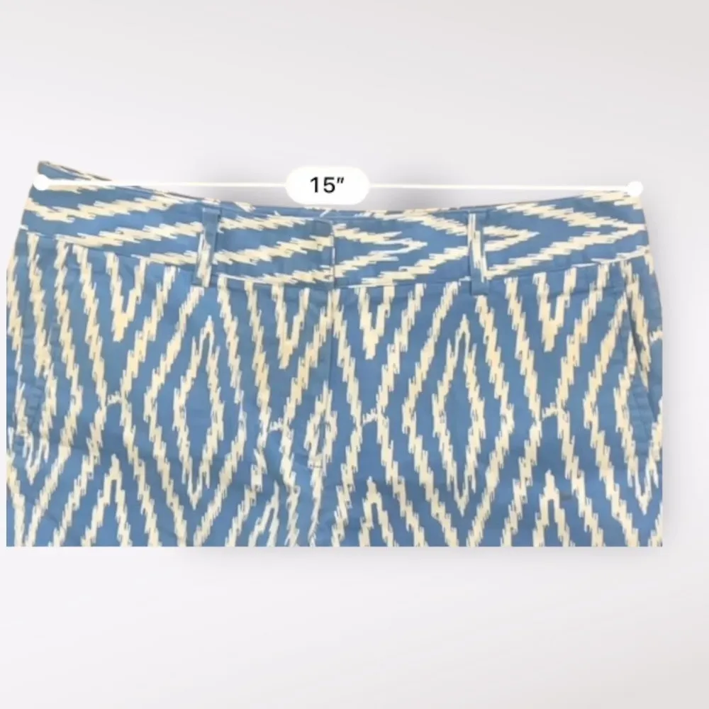 J. McLaughlin Diamond Patterned Scalloped Shorts Womens Size‎ 4 Blue White - Image 6