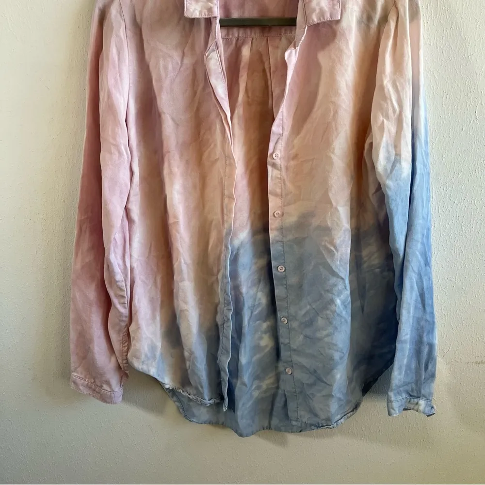 Anthropologie Top Cloth & Stone Tie-Dye Button Down Pink Peach & Blue Sz S EUC - Image 5