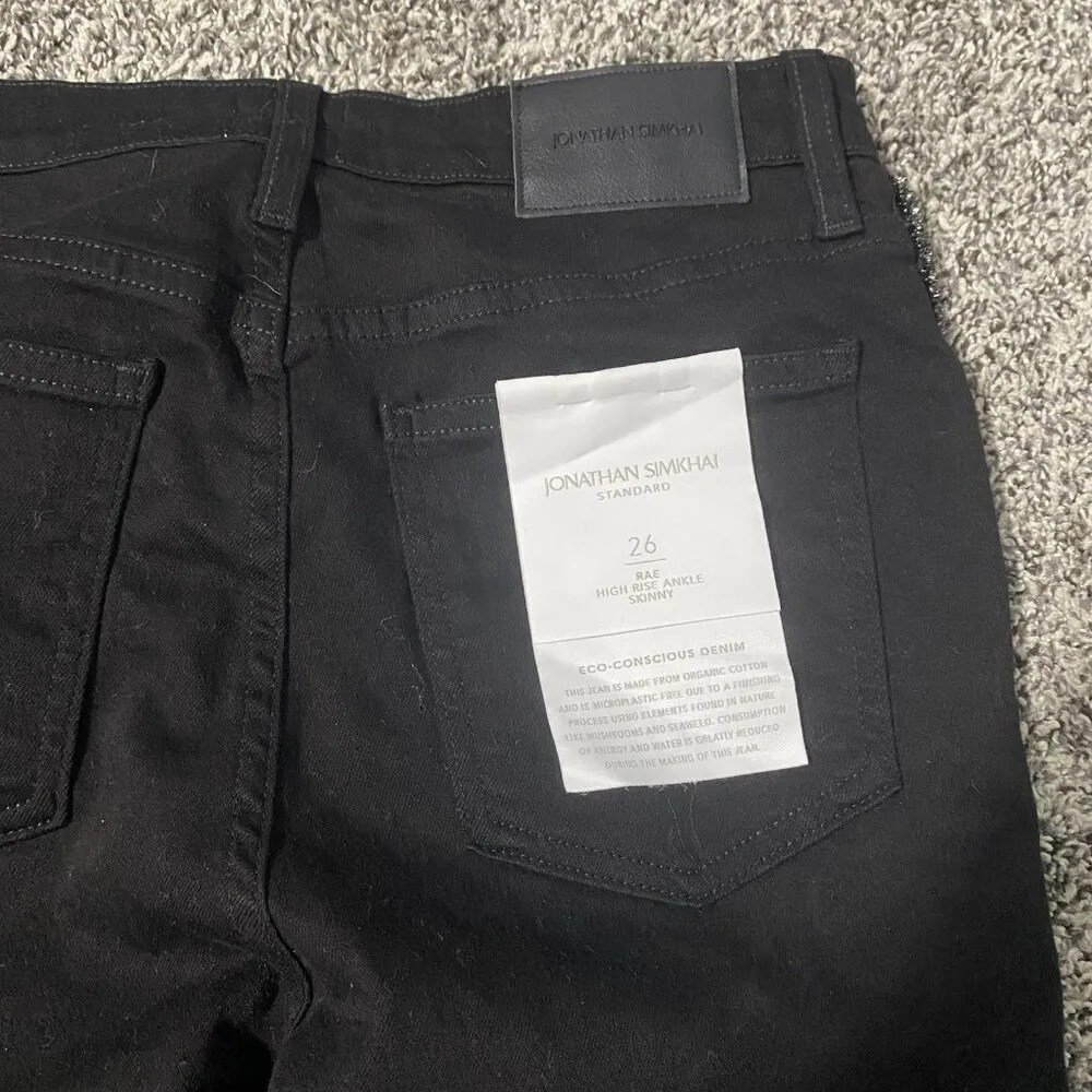Jonathan Simkhai sz 26 Womens Rae High Rise Skinny Jeans Ankle Pants Black - Image 7