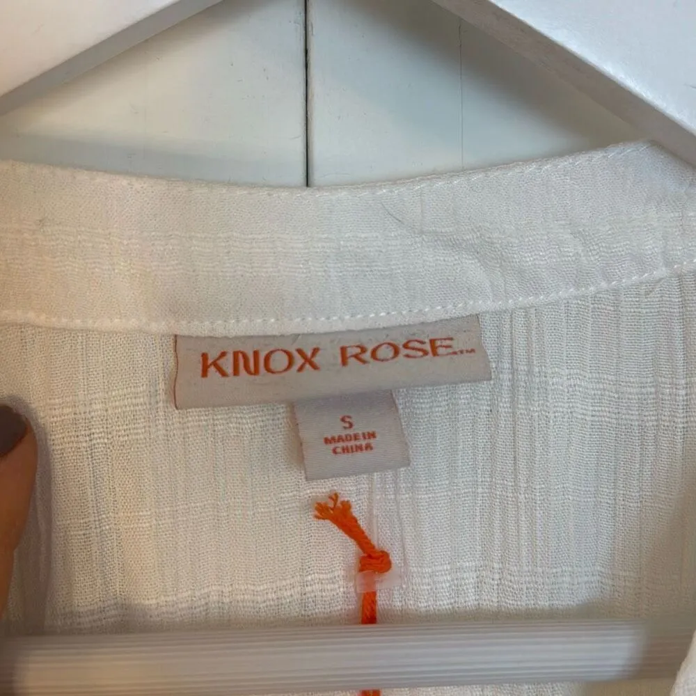 Knox Rose NWT white eyelet puff sleeve midi dress pockets small - Image 5