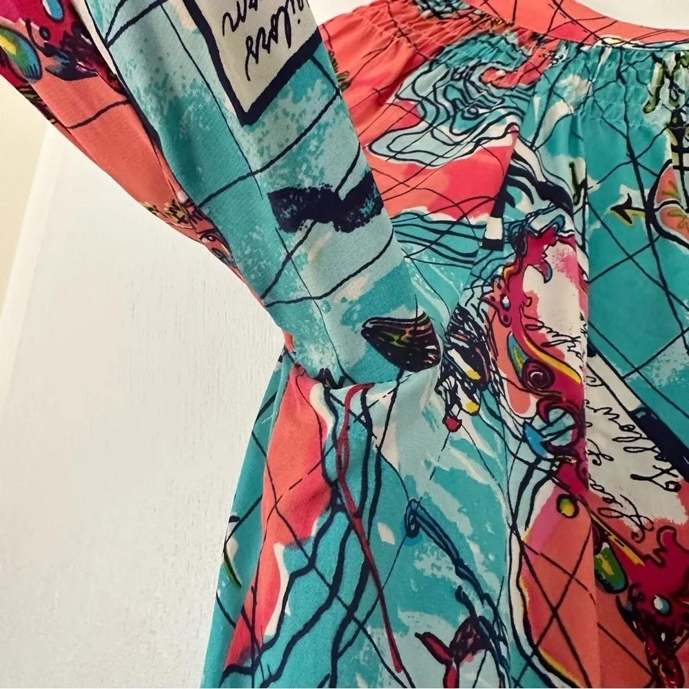 Lilly Pulitzer X Marks The Spot Map Print Elsa Silk Blouse - Image 9