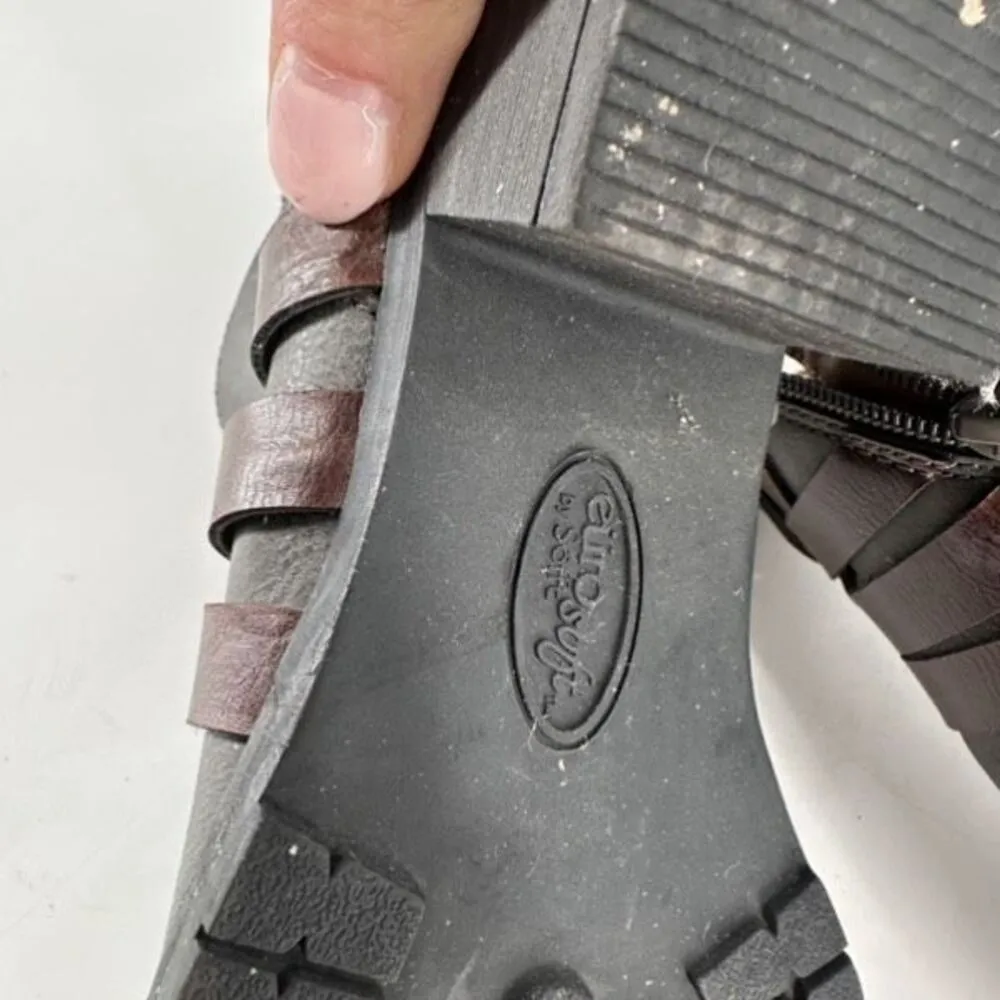 EuroSoft Phoebe Faux‎ Leather Buckle Accent Boot Bootie Size 7 Gray & Brown - Image 7