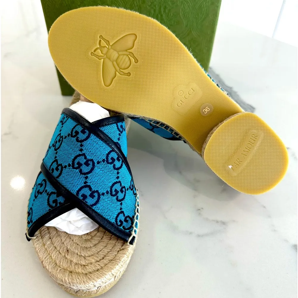 Gucci Multicolor GG Supreme Espadrille Sandals - Image 6