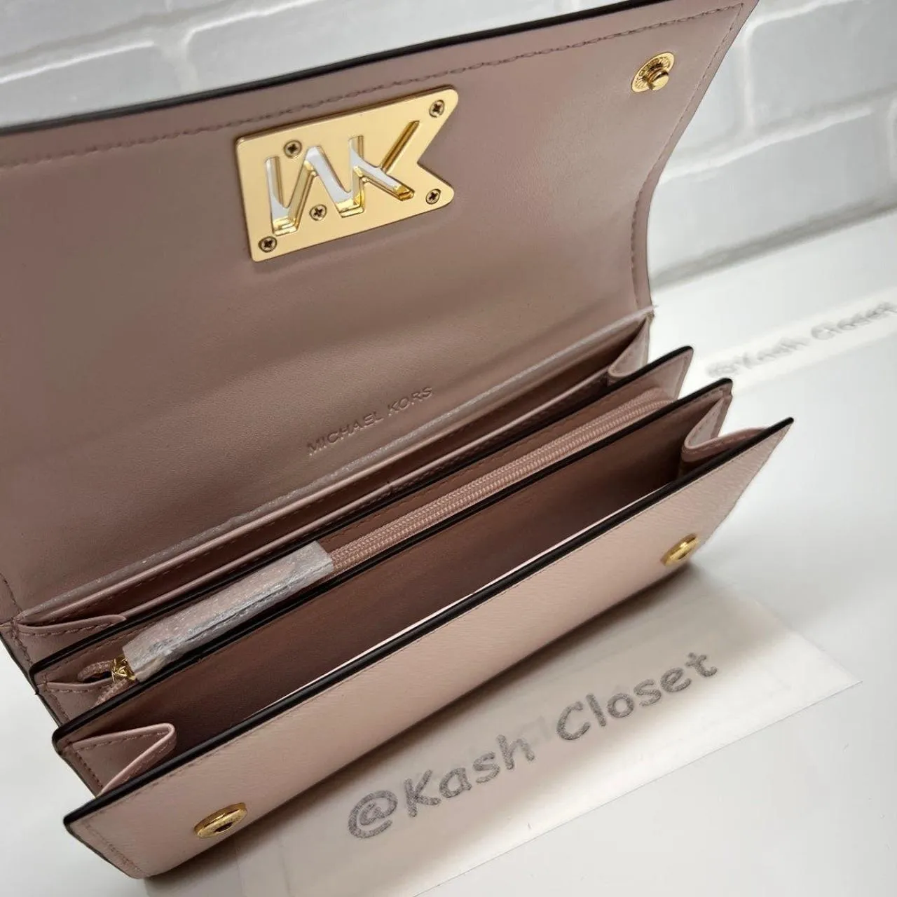 Michael Kors Powder Blush Mimi Large Flap Wallet - Image 3