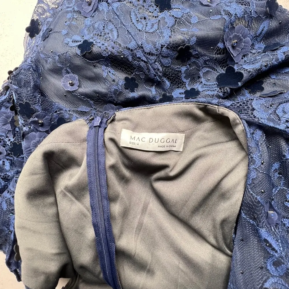 Mac Duggal 67712 Floral Applique Flutter Sleeve Beaded Waist Gown - Image 11