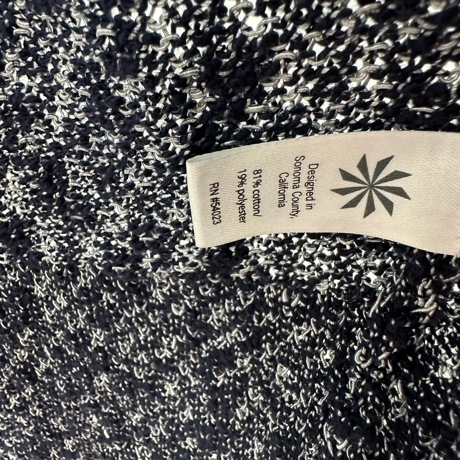 Athleta Size XS Cardigan Black‎ & White Long Sleeve Duster Sweater Loose Knit - Image 5