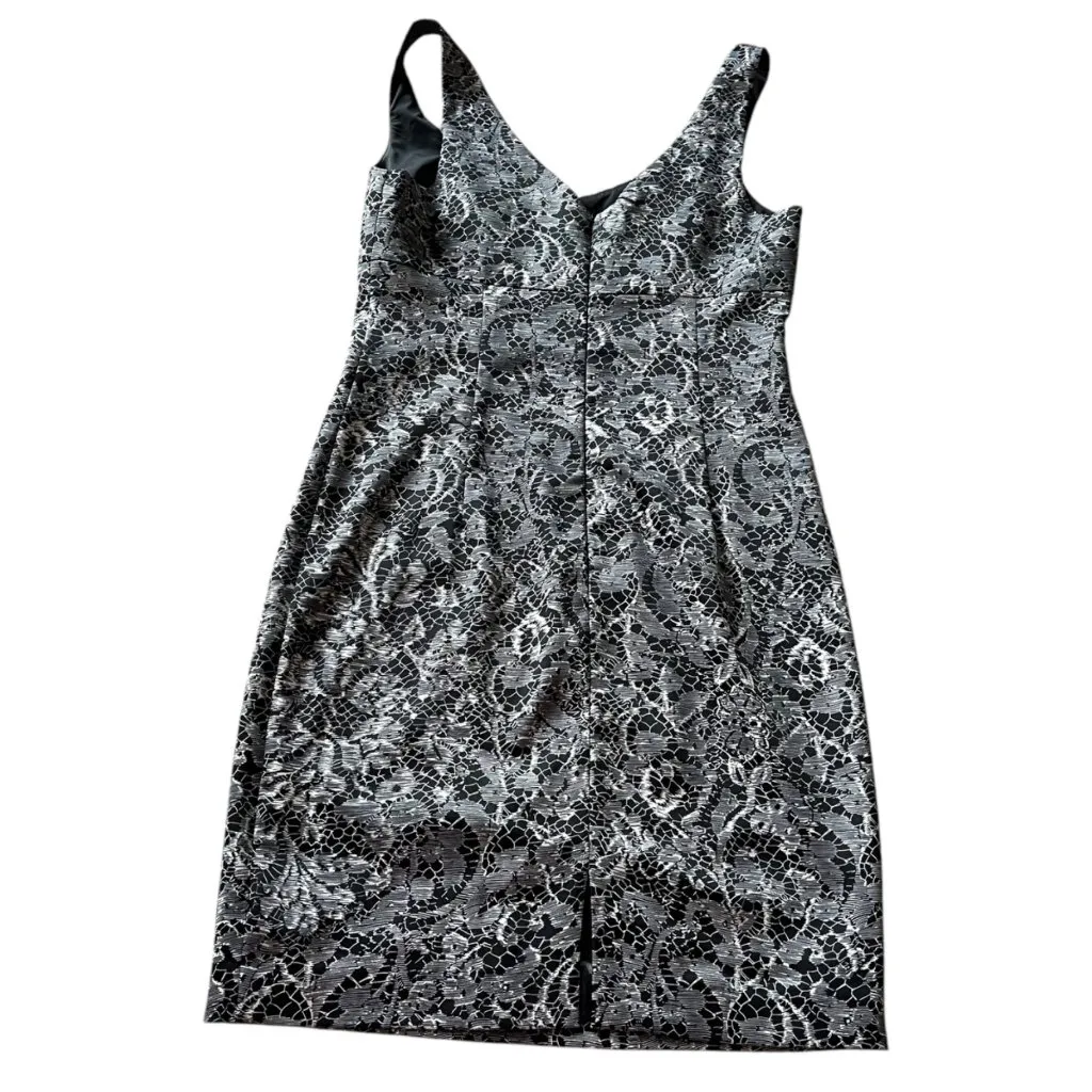 Trina Turk Quain Lace-Print‎ Sleeveless Sheath Dress Women's 6 Black White Party - Image 5