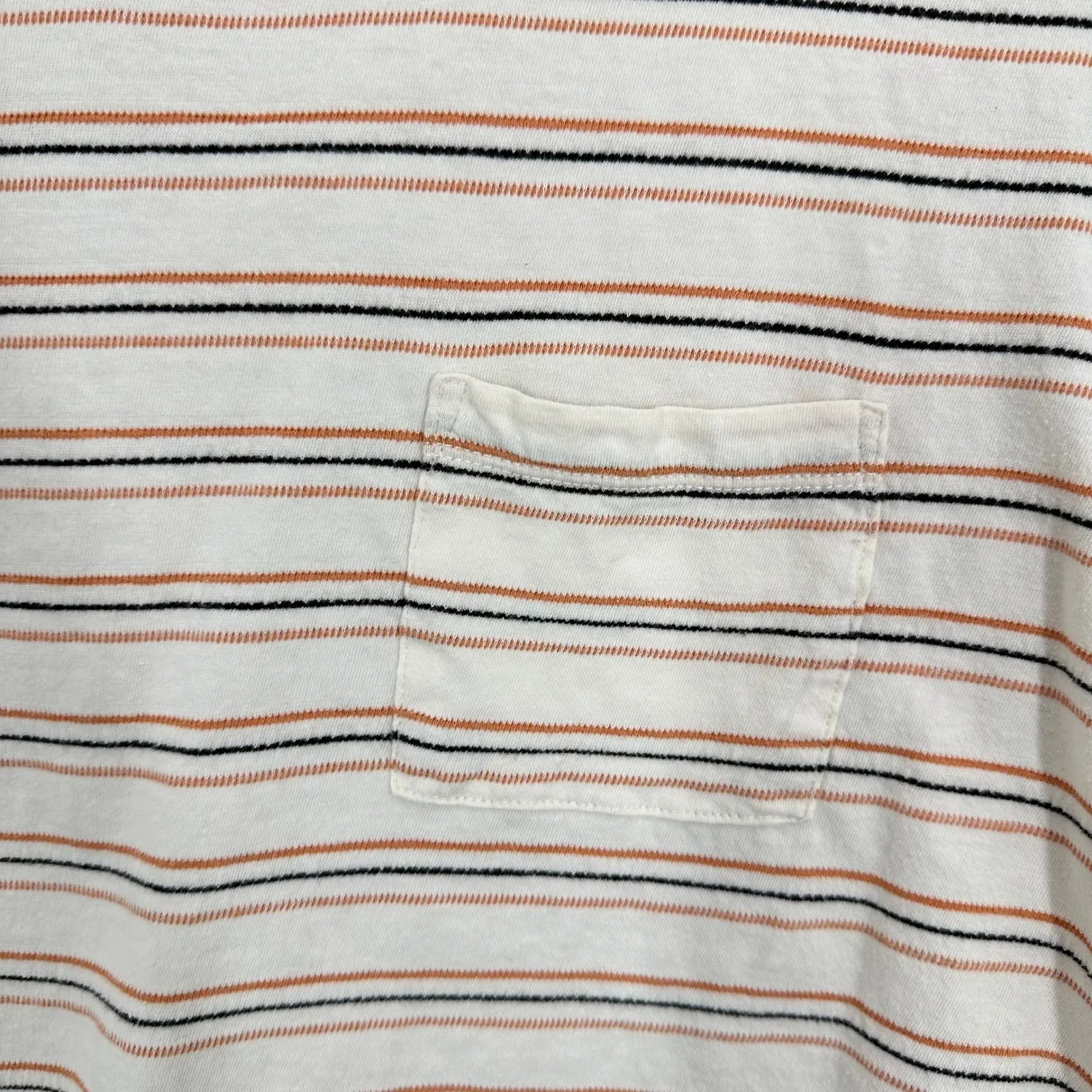 Madewell Women's Size XS Cropped Striped Pocket T Shirt Cream Rust Black Cotton - Image 4