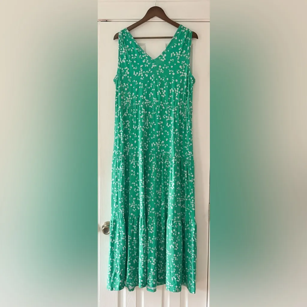 Nina Leonard Green Floral Maxi Skirt Size Medium EUC - Image 2