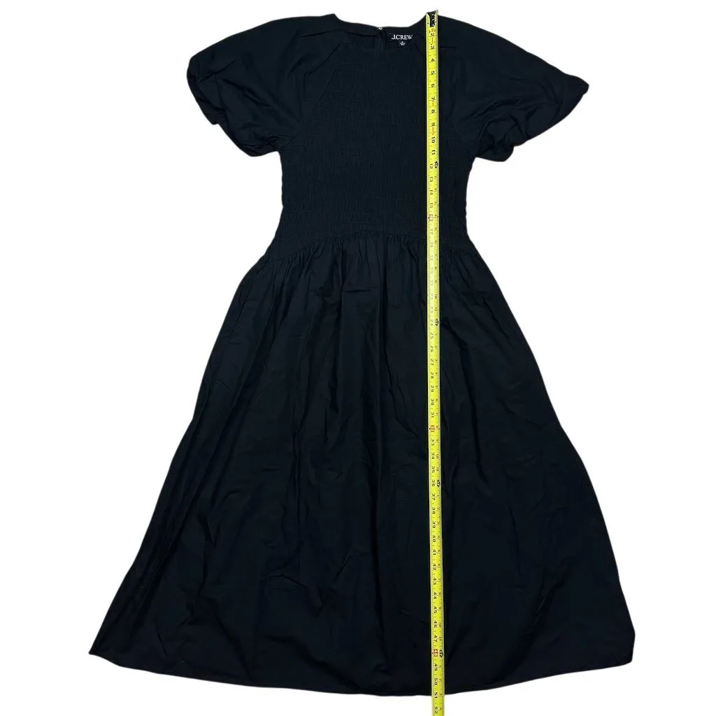 NWT J. Crew Women's Black Meadow Midi Dress M Cotton Poplin Minimalist Flowy - Image 4