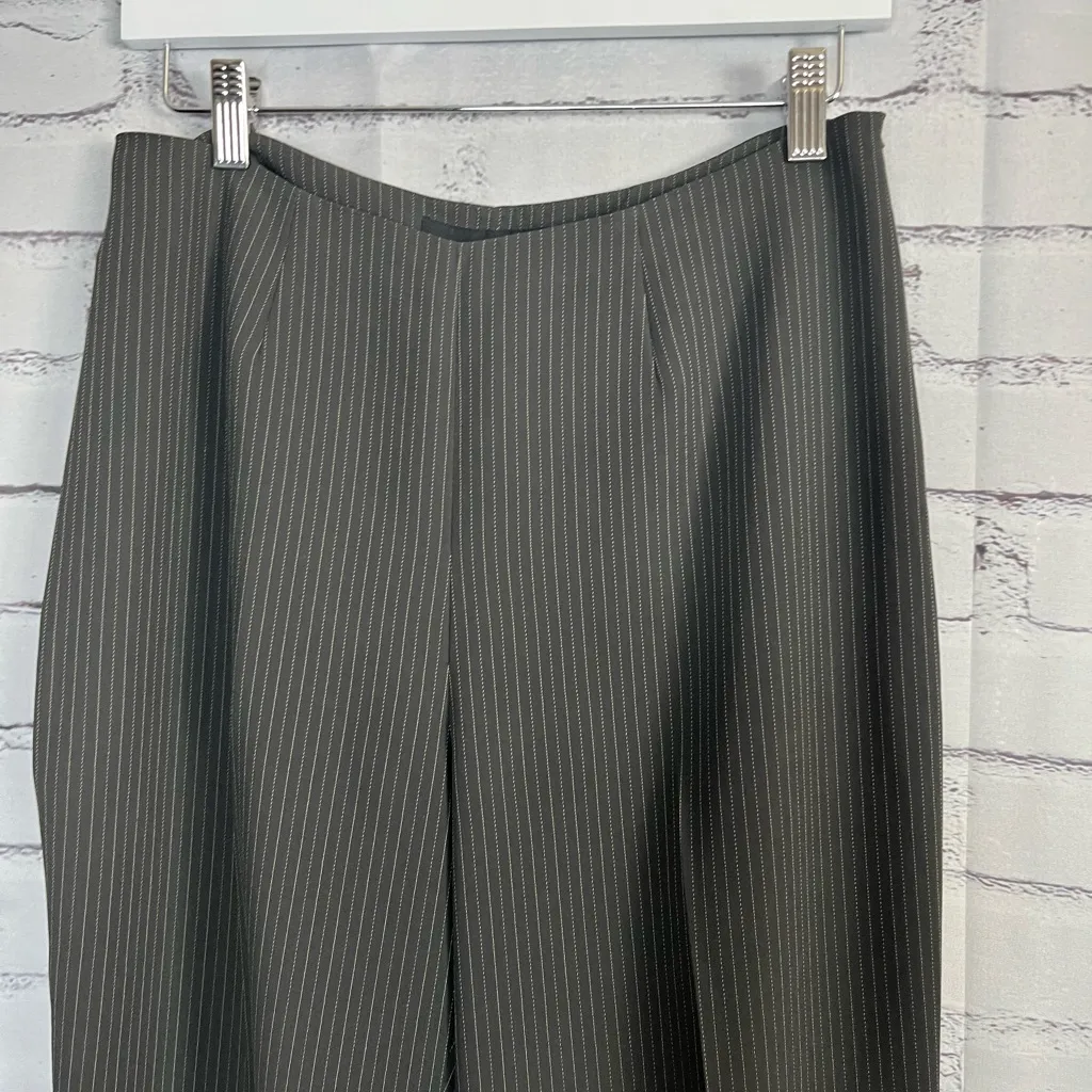 Jones New York Black Pinstripe Wide-Leg Pants Size 6 Office Preppy Classic Y2K - Image 5