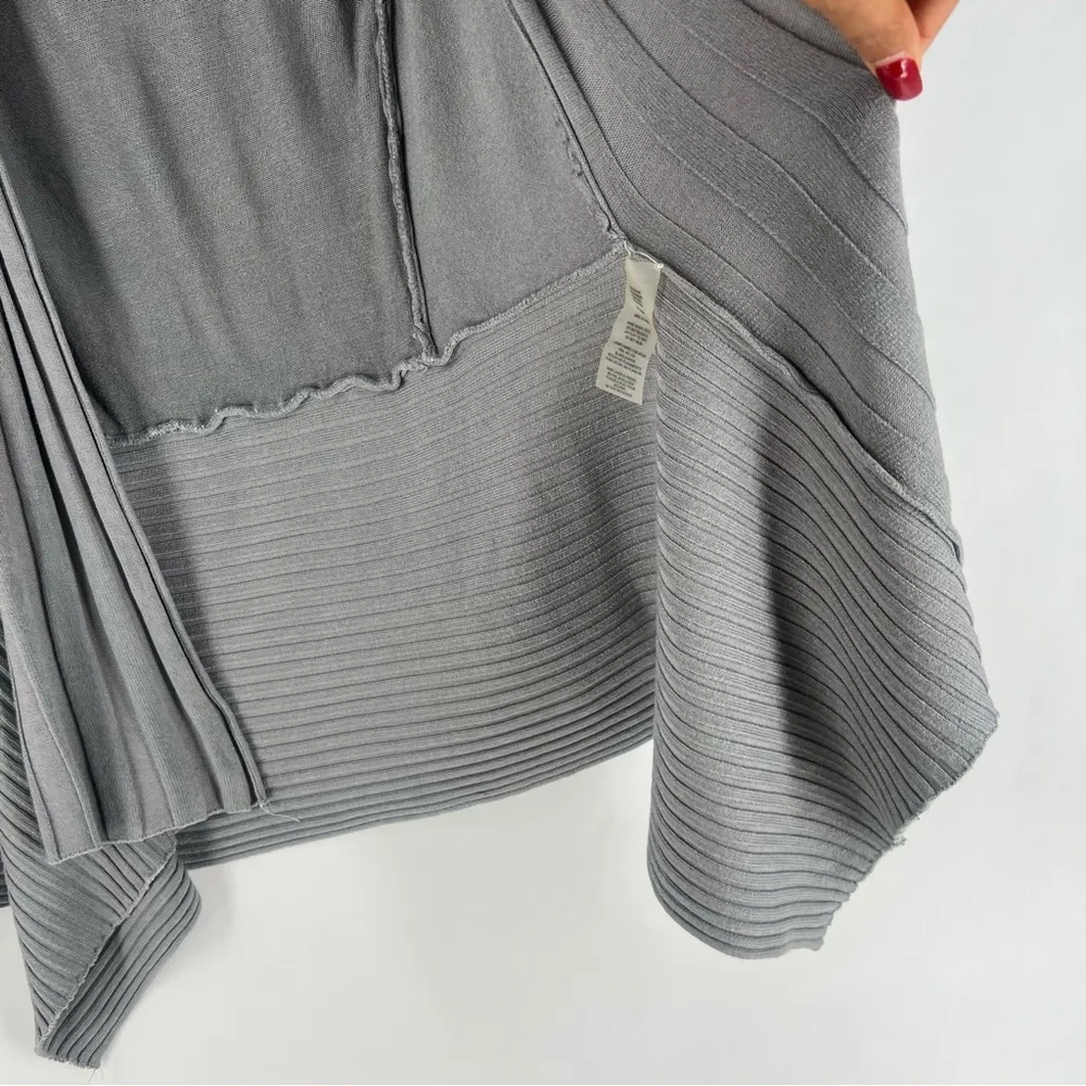 Vila Milano Gray Cashmere Angora Crochet Lace Back Draped Open‎ Front Cardigan - Image 8