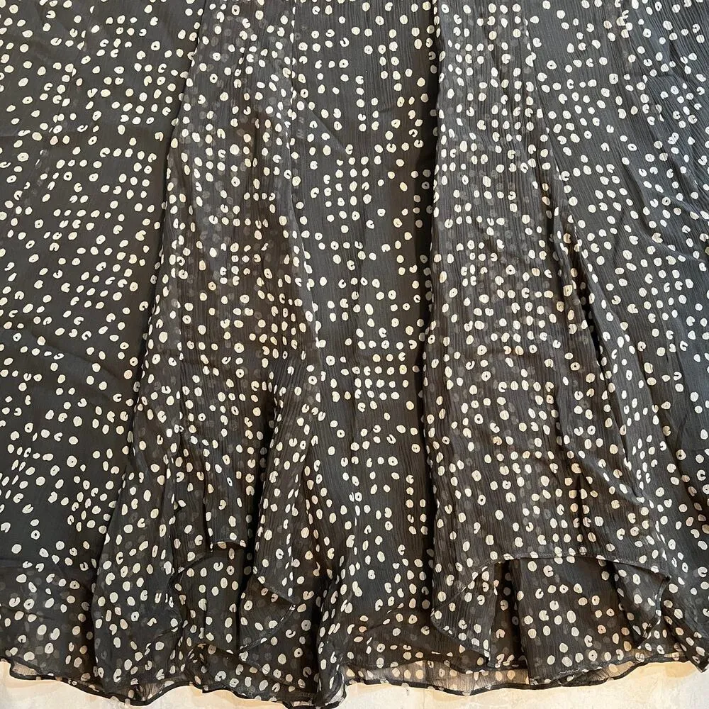 Jones New York 100% Silk Swing Skirt & Blouse Outfit Brown/Gray Dots Size 1X - Image 13