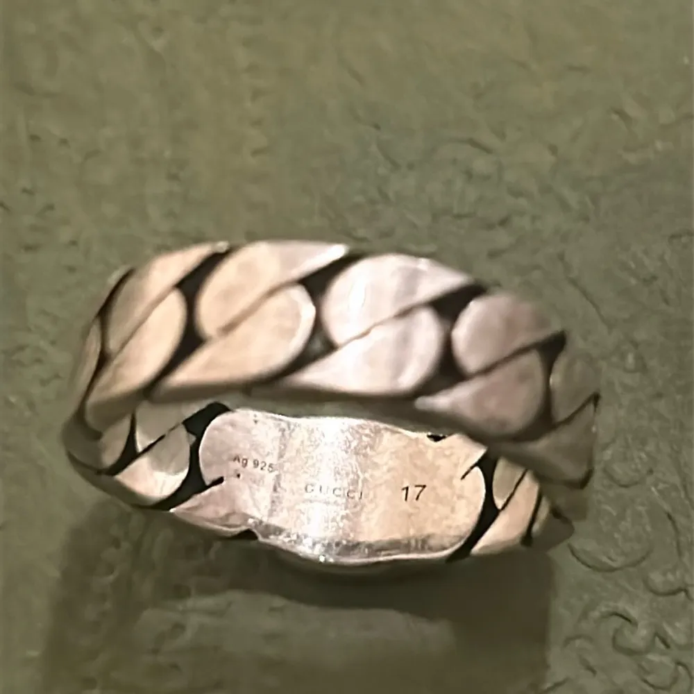 Gucci Sterling Silver Interlocking Curb Chain Ring - Image 11