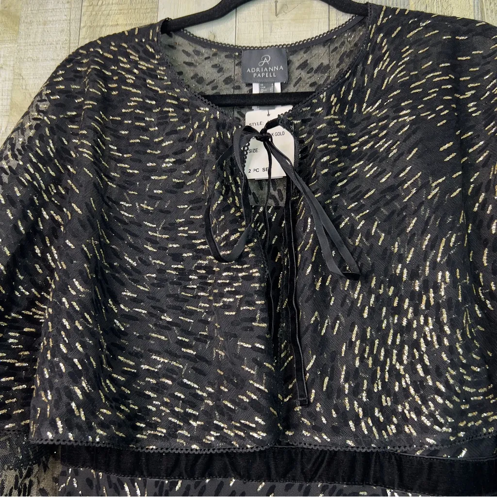 Adrianna Papell Size 8 2-Piece Set The Overpiece & The Formal Maxi Dress Glitter - Image 3